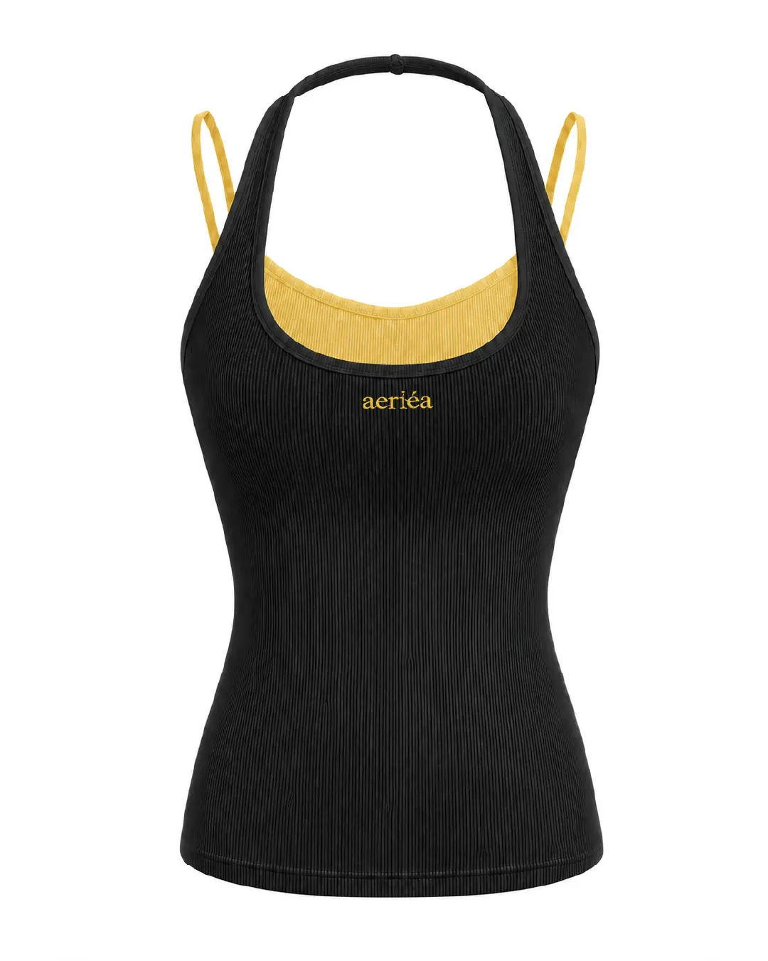 雙肩帶撞色掛脖 Bra Top (附固定胸墊)