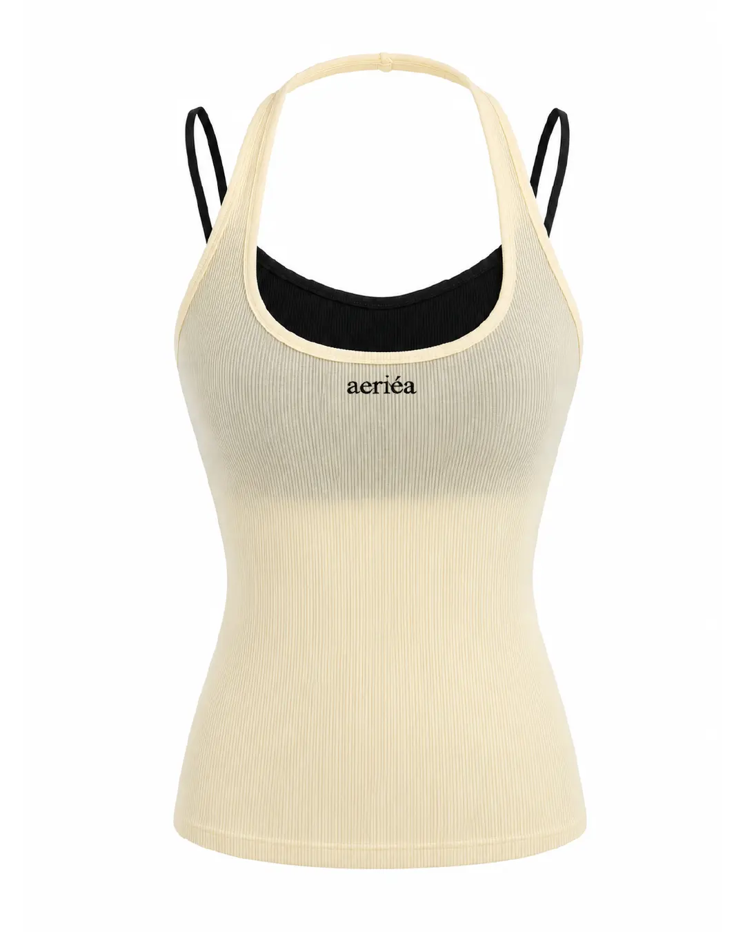 雙肩帶撞色掛脖 Bra Top (附固定胸墊)