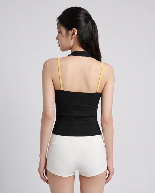 雙肩帶撞色掛脖 Bra Top (附固定胸墊)