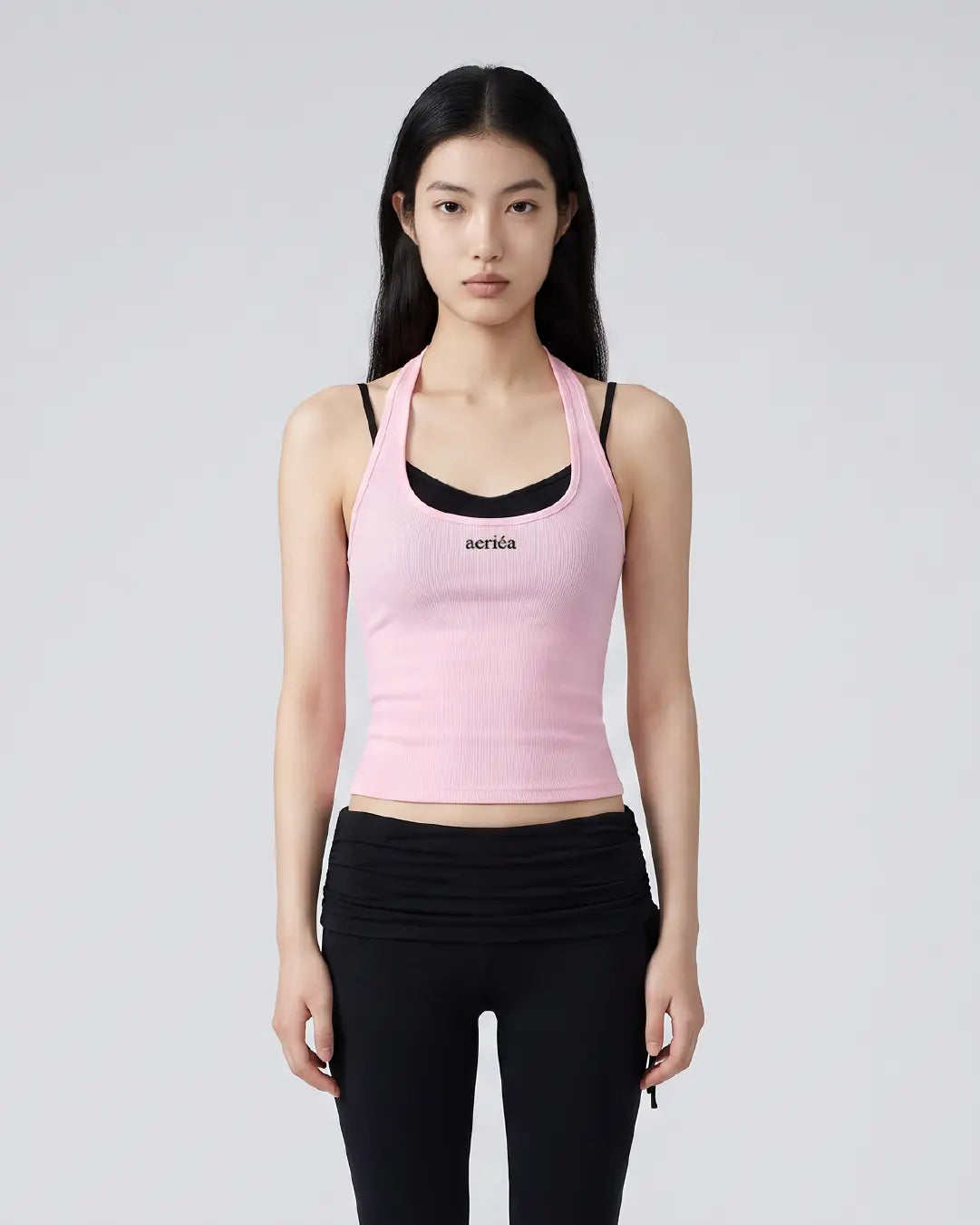 雙肩帶撞色掛脖 Bra Top (附固定胸墊)