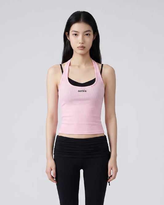 雙肩帶撞色掛脖 Bra Top (附固定胸墊)