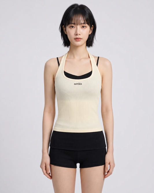 雙肩帶撞色掛脖 Bra Top (附固定胸墊)