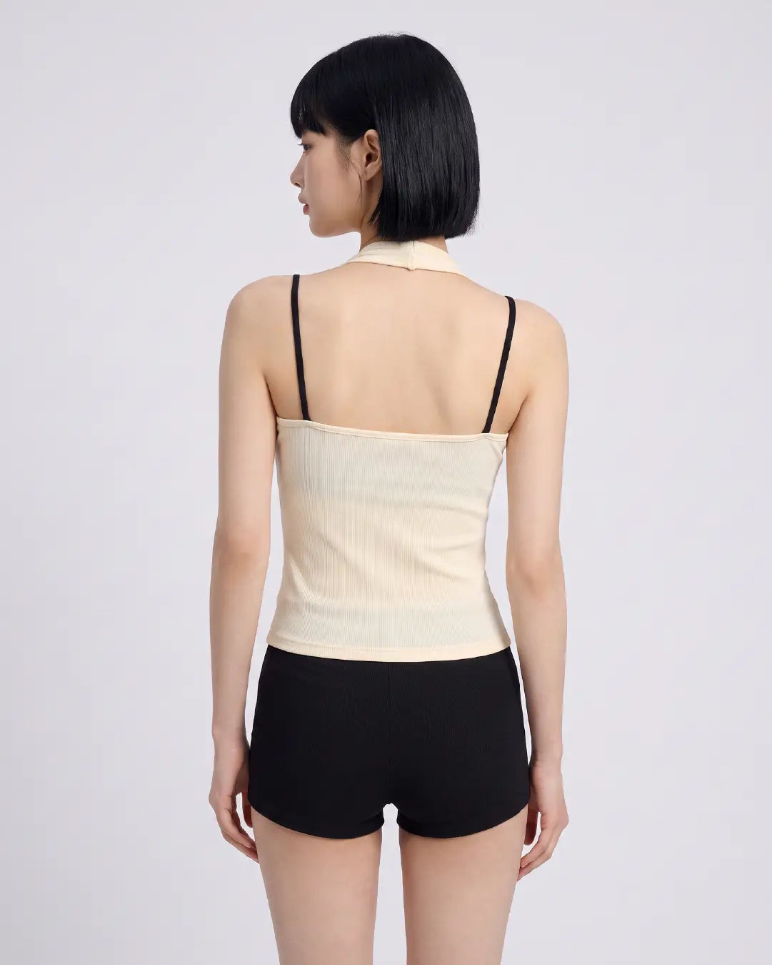 雙肩帶撞色掛脖 Bra Top (附固定胸墊)