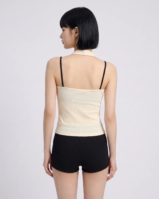 雙肩帶撞色掛脖 Bra Top (附固定胸墊)